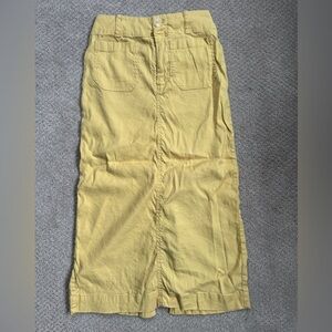 Anthropologie Colette Petite Yellow Linen Midi Skirt